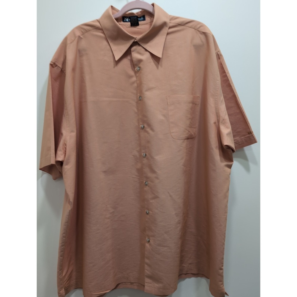 Big Dogs Men's Peach Short Sleeve Button-Down Shirt 3X Cotton Blend